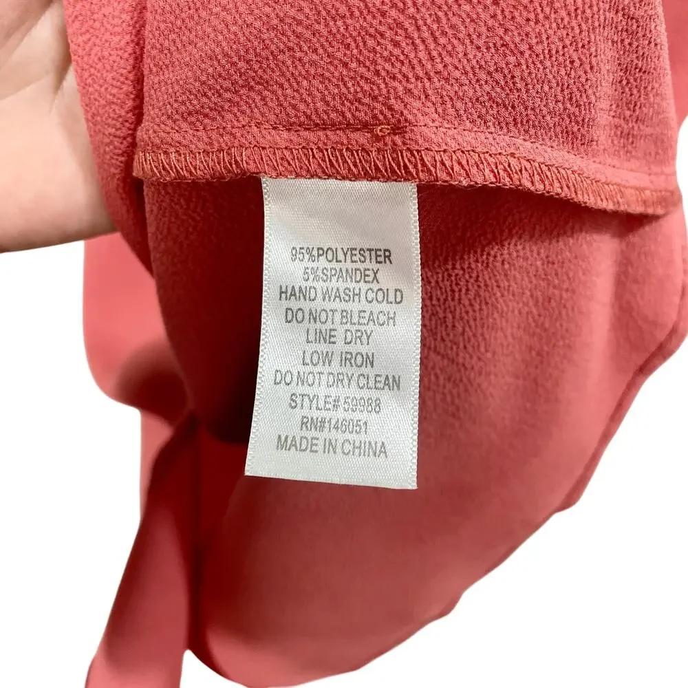 Monteau Salmon Pink Casual Midi Slip Dress Flutter Sleeves Button Front Size XS - Picture 8 of 9